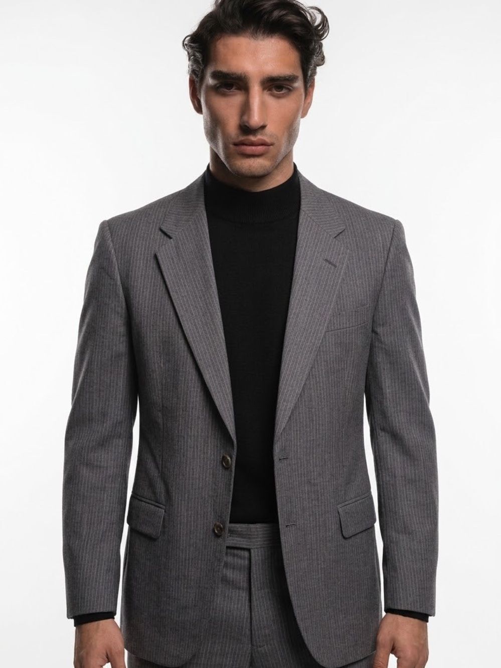 LANVIN | Virgin Wool Tailored Gray Blue Pinstripe Blazer Jacket Men’s Size 38L
